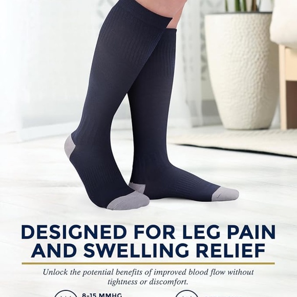 NEW Bamboo Compression Socks - 3 Pairs,  8-15 mmhg Compression, Sz-Med - Picture 4 of 4